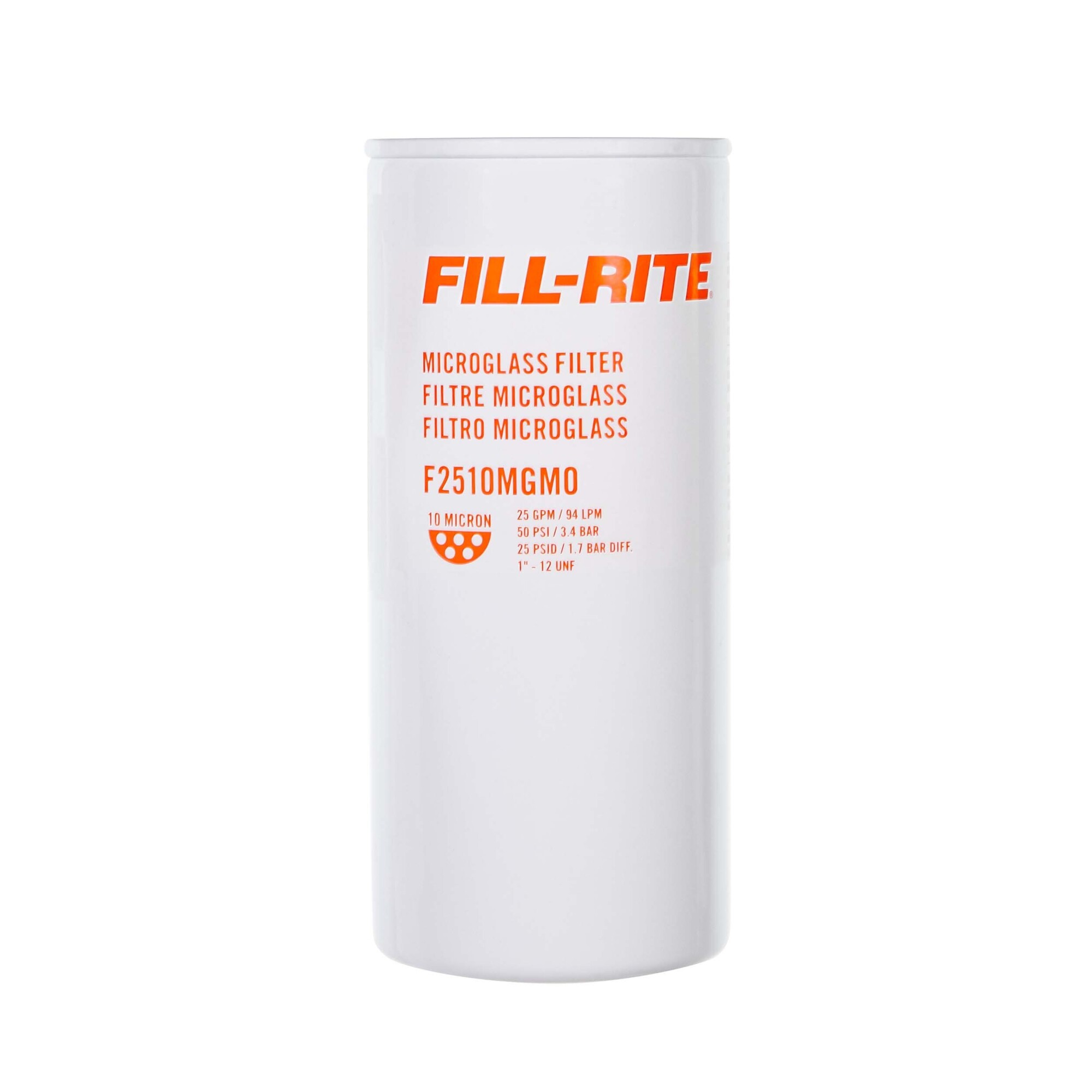 Fill-Rite, 10 Micron Microglass Particulate Filter, Diameter 1 in, Height 3.7 in, Model# F2510MGM0